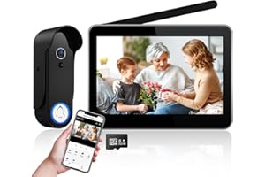 ACEBELL WiFi Visiophone Sans Fil,Interphone Vidéo Sans Fil avec Écran Tactile 7 Pouces 1080P,IP55 Sonnette de Camera à Batterie Rechargeable,Vision Nocturne,PIR Détection de Mouvement,Contrôle TuyaAPP