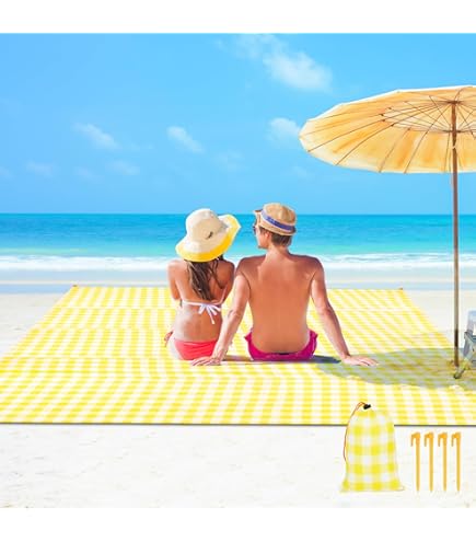 Couverture De Plage WEKAPO Résistante Au Sable - 210x210 Cm 6 Piquets Et 4 Poches S 1264738
