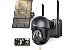 FSIOUE 3G/4G LTE Telecamera Esterno con SIM, 2K Telecamera Senza Fili con Pannello Solare, Batteria da 14400mAh, 360° PTZ Visione Notturna a Colori, Rilevamento Umano, Tracciamento Automatico, Sirena
