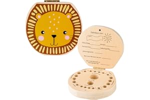 hej kiddo Zahndose Milchzähne | Zahnbox für Milchzähne | Milchzahndose Jungen & Mädchen für erstes Zähnchen | Zahnfee Geschenke Jungen | Milk Tooth Box (Löwe)