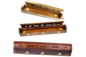 Simply essential Wooden Incense Joss Stick Cone Holder Smoke Box Made by Rosewood