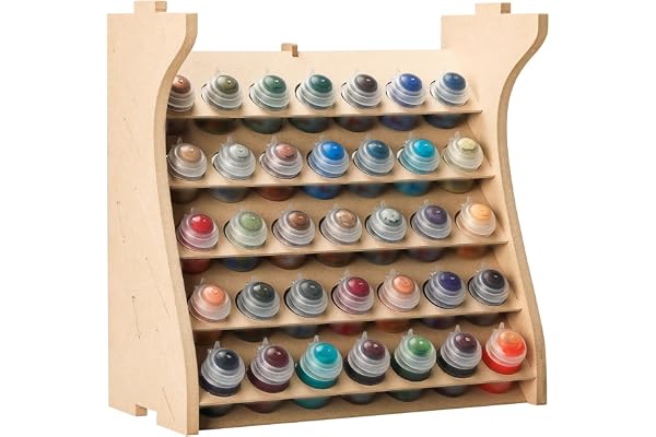 Bucasso Organisateur de peinture pour modélisme en bois, support de peinture en MDF pour 35 bouteilles, pour l'artisanat adapté à Tamiya/Vallejo/Citadel, GK11