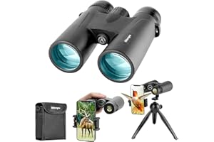 KUJOONUR 12x42 HD Binoculars for Adults, High Power Optical Binocular with Large View, Clear Low Light Vision, Powerful Professional Compact Binoculars for Bird Watching Hunting Stargazing Travelling