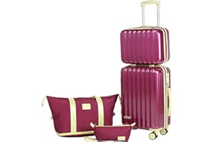 Fergana 20-Inch PC Hard Shell Carry-On Luggage Set – Lightweight Cabin Suitcase with Spinner Wheels, TSA Lock, Travel Duffel, Vanity Case & Toiletry Bag (Purple)