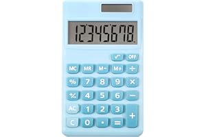 Fiada Small Pocket Basic Calculator Mini Desktop Calculators Handheld Angled 8-digit Lcd Display Standard Function Electric Digital with Button Battery for School Office Use(Blue)