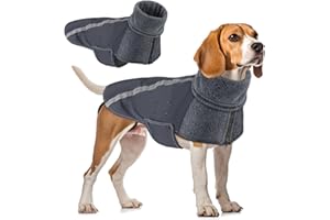 SlowTon Wintermantel für Hunde, Warmes Futter aus Polar Fleece Außenjacke für Hunde mit Rollkragenschal Reflexstreifen Einstellbar Wasserdicht Winddicht Welpenweste Weiches Haustier