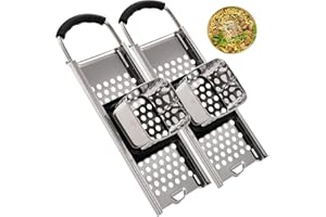 SOUJOY 2 Pack Spätzlemacher, Edelstahl Nudelmaschine mit Griff, Spätzlepresse für Nudeln, perfekte Größe Spätzle Knödel über alle Arten von Töpfen & Pfannen