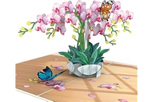 papercrush® Carte pop-up orchidées avec papillon – Carte d'anniversaire 3D élégante avec fleurs et papillon pour femmes – Carte de vœux spéciale pour anniversaire et anniversaire de mariage, carte de