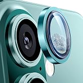 Minesk iPhone 16 ve 16 Plus ile Uyumlu Al&uuml;minyum Alaşım &Ccedil;er&ccedil;eveli ve 9H Sertliğinde Temperli Camlı Lens Koruyucu (Yeşil, Sapp