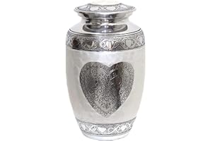 hlc Urns Heart Cremation Urn - Funeral Urn for Human Ashes - Burial urn with Detailed Engraving - 100% Aluminum- Adult Large Size up to 200 lbs