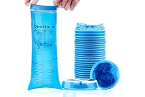 TONJIN 25PCS Sacs Jetables de Vomi,Sacs à Vomissements Bleus de 1000ml,Sac à Vomir Haute Densité avec Bouton-Pression,Parfait pour le Mal du Matin, Les Enfants, La Femme Enceinte