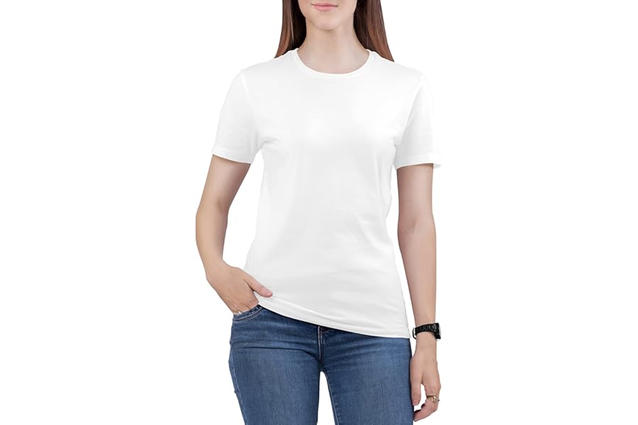 Love My Fashions Women's Round Neck Short Sleeves Plain Cotton T-Shirt