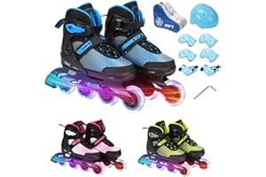 ALLINLIFE Patines en Línea,Patines en Línea para Niños y Adolescentes,Patines 4 Ruedas con Ruedas Luminosas con Tamaño Ajustable,Patines en Línea para Niños y Niñas Uso en Interiores y Exteriores