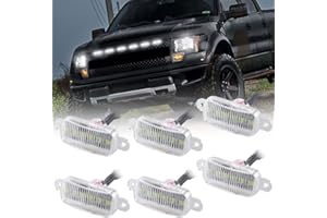 Sidaqi 18W 6-LED White Car Front Grille Warning Lights Daytime Running Lights DRL for Car SUV Fo-rd F-150 Raptor 2014-2020 Waterproof Front Bumper Cover Lamp with White Shell