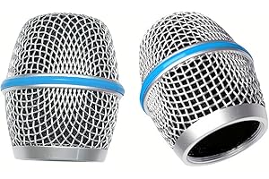 WOKYO Testina di ricambio per microfono, in rete di acciaio, con sfera di ricambio per microfono con schiuma interna, adatta per Shure Beta Silver 87A, 1 pezzo