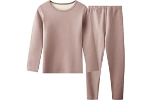 Hoseay Zestaw bielizny termicznej dla dzieci, ciepły polar koszulka z długim rękawem i spodnie 2 sztuki warstwa podstawowa, zestaw termiczny jesienno-zimowy sport narciarski dla chłopca dziewczynki 7