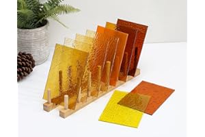Lanyani 10 Sheets Transparent Stained Glass Sheets, 4x6 inch Colored Textured Cathedral Glass for Pack Glass Mosaic Art Crafts,Amber