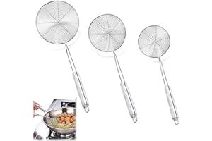 LYTIVAGEN 3PCS Louche Passoire Cuisine, Louche ecumoire, Passoire Louche en Acier Inoxydable pour filtrer, Drainer et rincer (11cm, 15cm, 19cm)
