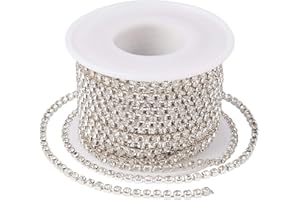 PH PANDAHALL PandaHall 10 Yards/Roll 2.8mm Crystal Rhinestone Diamante Chain SS12 Silver Base Trimming Sewing Stone Beads String