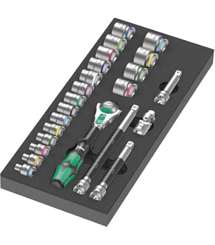 Wera 9752 Foam Insert Kraftform Kompakt Avec Cliquet, Coffret 24 Pièces – Tournevis Multifonction Vert Et Noir