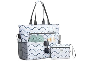G4Free Large Beach Bag for Women Waterproof Sandproof Beach Tote Bag with Makeup Bag Zipper Pocket