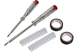 H+H Werkzeug 95200 6-częściowy zestaw instalacyjny elektrycznych (tester napięcia/tester fazy/taśma izolacyjna/zacisk żarowy) Made in Germany, 140 mm / 190 mm