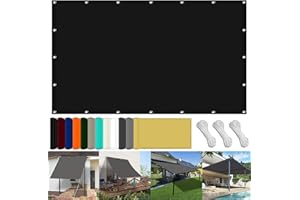 FENYIGE Toldos Exterior Terraza 190 x 350 cm Impermeable Lona de Sombra Rectangular con Protezione UV PES e Accessori di Montaggio para Plantas Flores Exteriores Balcón Pérgola Trasero, Negro