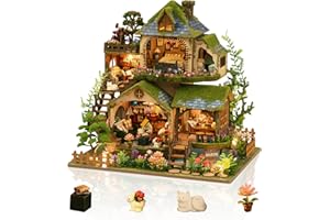 Foyucool Miniature da Costruire per Adulti, Kit Casa delle Bambole in Legno, Diorama con Arredi Completi, Compleanni e Natale, Avventura nella Foresta del Castello​