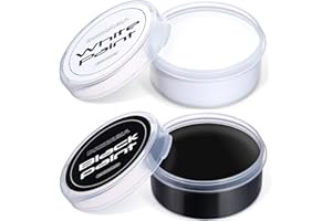 BOBISUKA Peinture Corporelle Noir (70g) et Blanc (70g) - Peinture Visage Longue Durée Non Toxique Imperméable - Maquillage Enfant pour Cosplay, Halloween, Scène, Clown