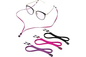 Zingso Sports PU Leather Glasses Strap, 3 Pcs Multi-Color Classic PU leather Adjustable Eyewear Sunglasses Head Band Eyeglass Chain Lanyard Glasses Strap for Decoration and Sports