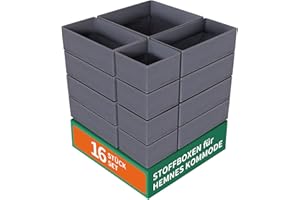 ORLISA 16er Set Schubladen Organizer kompatibel mit HEMNES Kommode andere Schubladensysteme, Faltbare Aufbewahrungsboxen für Kleidung, Modular einsetzbar für Kleiderschrank Wickelkommode, Grau