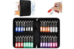 JABNOW Schlüsseletui mit Reißverschluss,Tragbarer Schlüssel Organizer mit 28 Haken und Etiketten,Wandmontierter Schlüssel Aufbewahrung für Auto,Hotel,Büro,Haus,Garage,Vermietung-Wasserdicht & Feuerfest