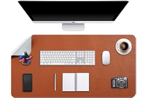 DOBAOJIA Podkładka pod mysz XXL, duża mata pod mysz, mata na biurko, podkładka do biura, blok do pisania, dwustronne zastosowanie ze skóry poliuretanowej, wodoszczelna, 90 x 43 cm, brązowa/szara