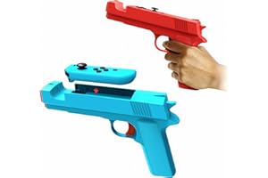 GAMSURFING Gun für Switch/Switch OLED Controller[2 Pack],Game Gun Hand Grip Motion Controller Schießspiele Wolfenstein 2:The New Colossus- für Nintendo Switch Shooter Jagdspiele(Blau+Rot)