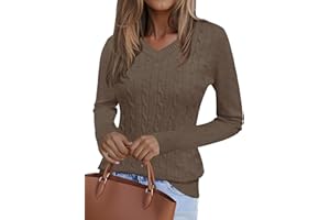 Kistore Pullover Damen V-Ausschnitt Damen Pullover Herbst Lange Ärmel Langarmshirt Elegant Oberteile S-XL