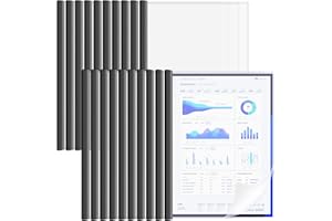 CERICAI 20 Pack A4 Plastic Clear Report Covers with Sliding Bars, 230 Sheet Capacity for Document Contract Report Presentation Binding Plastic Book Folders, Black Sliding Bars - 22 X 31 CM