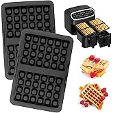 Hejo 2Pcs Silicone Waffle Mould for Air Fryer,Soft and Durable Silicone Moulds for Waffle Maker,Stackable and Dishwasher Safe