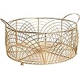 Craft Brio -A TRENDY HANDICRAFTS Cast Iron Gold Plated Decorative Wire Round Basket Diwali Gifting(Gold, 10 Inch Diameter, 5 Inches Height)