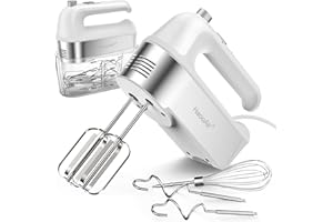 HaooAir 450W Elektrischer Handmixer, 5-Gang-Handmixer mit Messbecher-Aufbewahrungsbox, 5 Edelstahl-Zubehörteilen, Turbo-Funktion, Auswurftaste, Küchenmixer zum Backen und Kochen