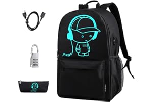BSTcentelha Luminous School Bag Anime Boys Backpack Cool Bookbag with Pen Case USB Chargeing Port Students Teens Boy Girl Laptop Backpacks (Multicolor)