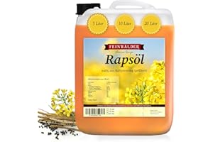 MARTENBROWN Feinwälder® Premium Rapsöl 20 Liter Nativ kaltgepresst/Gentechnikfreier Speiseöl Kanister/Rapsöl 20l XL Pack/Pflanzenöl zum Braten und Verfeinern/Öl Rapsöl typisch in Farbe und Geruch