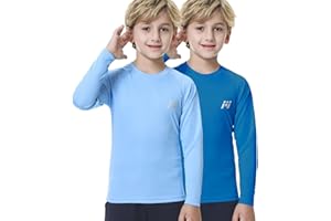 MEETWEE Boy Long/Short Sleeve Rash Vest Guard Kids Swimming Top UV Sun Protection UPF 50+ Quick Drying