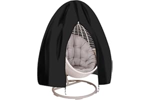 RICHIE Egg Chair Cover, 420D Heavy Duty Oxford Outdoor Single seat Cocoon Swing Covers, Patio Hanging Egg Chair Cover Waterproof with Zipper, 115 x 190cm Black