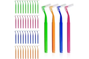 SKHAOVS 40 Stück Interdentalbürsten,L-förmige Interdentalbürste,Zwischenraum Zahnbürsten,Interdentalseidenbürste Zwischen Zähnen und Zahnfleisch,Reiniger Zahnreinigung Werkzeug(4 Farben)