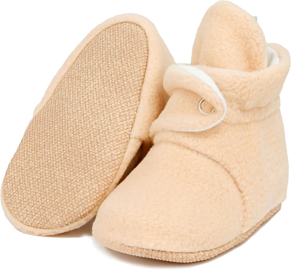 Ella Bonna Bebek Patiği Kaydırmaz Taban, Polar Bebek Panduf Organik Pamuk Astarlı, Pamuklu Yenidoğan Pandufu Ev Kreş Ayakkabı, Bebek Ayakkabısı, Bebek Peluş Ev Terliği Patik Basic