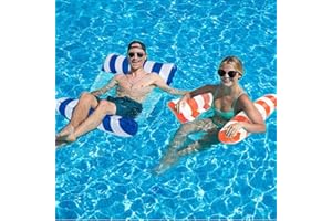 Voarge Bouee Piscine Adulte 2 Pièces, Matelas Gonflables pour Piscine, 4 en 1 Flottant de Inclinable Flotteur Hamac, Hamac de Piscine, Accessoires de Piscine Gonflables