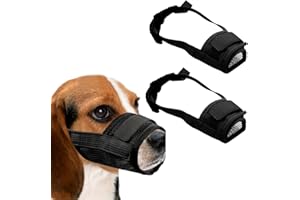 KEYRI 2 Pièces Muselière pour Chiens Muselière Souple Réglable pour Chiens Respirant Muselière en Nylon pour Chien Museliere Anti-Aboiements et Anti-Morsures Museau d'Entraînement (Noir, Grand)