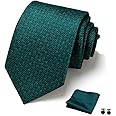 Ties for Men Set with Pocket Square Cufflink and Tie Clip | Necktie Handkerchief in Gift Box for Wedding and Business