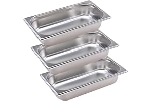 TeknoStahl Panierstraße - GN Behälter Komplettset 3x 1/3 65mm Behälter für die Küche - EDELSTAHL