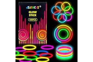 JIJI&CUI Super Bright 100 Leuchtstäbe Knicklichter Set,Neon Leucht-stäbe Par-ty Pack,Leuchtspielzeug für Kinder Leuchtarmbänder, Neon-leuchtendes dunkle Party Supplies Leuchtstäbe für Party